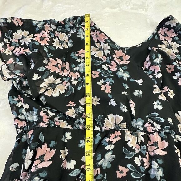 Motherhood Maternity Size XL Flutter Sleeve Floral Maxi Dress Black Wildflower - Picture 8 of 9